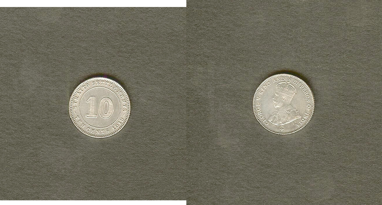 Straits Settlements 10 cents 1919 vUnc